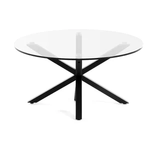 Kulatý černý konferenční stolek s skleněnou deskou 82 cm Argo