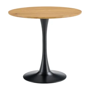 Kulatý jídelní stůl REVENTON NEW, dub a černá, 80 cm