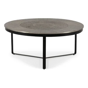 Kulatý konferenční stolek Clarisa 90 cm – matný černý/šedý, MOME