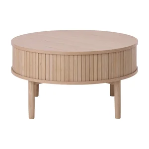 Kulatý konferenční stolek – dubový dekor, světlý, Ø85 cm