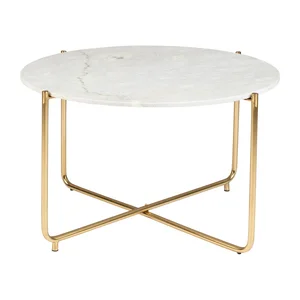 Kulatý konferenční stolek Timpa White Label s mramorovou deskou Ø70 cm