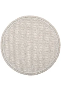 Kulatý krémový koberec 100 cm, syntetický s třásněmi