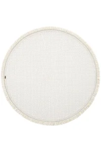 Kulatý kusový koberec 100 cm – krémový, s třásněmi, vzorovaný