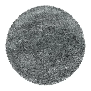 Kulatý šedý koberec 120 cm Fluffy