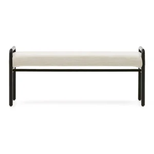 Lavice Macaret z žinylky, černá/krémová – Kave Home