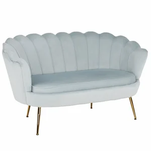 Lavice NOBLIN Art Deco Velvet šedomodrá, zlatý chrom