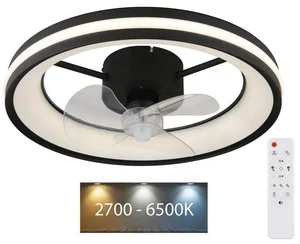 LED Stropní ventilátor s osvětlením GATIAN Černý