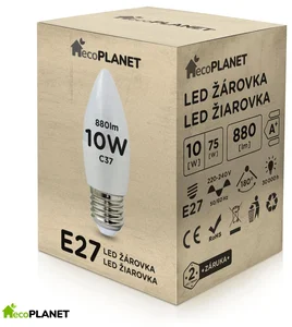 LED žárovka ecoPLANET E27 10W teplá bílá