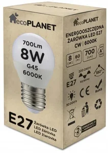 LED žárovka G45 E27 8W studená bílá