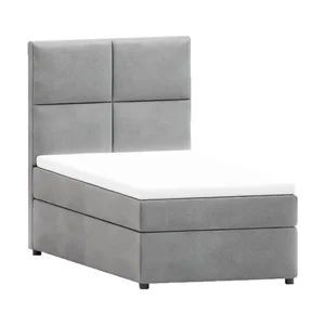 Lena Ropez: světle šedá čalouněná jednolůžková postel s úložným prostorem 80×200 cm