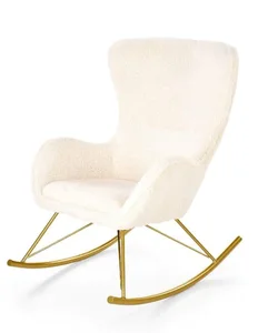 LIBERTO Houpací křeslo – krémová a zlatá