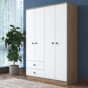 LINLAN Šatní skříň 120 cm – vlašský ořech/bílá