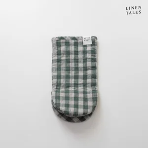 Lněná kuchyňská rukavice Forest Green Gingham