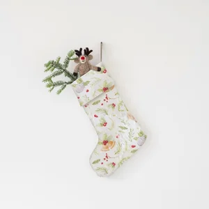 Lněná vánoční punčocha Christmas Print