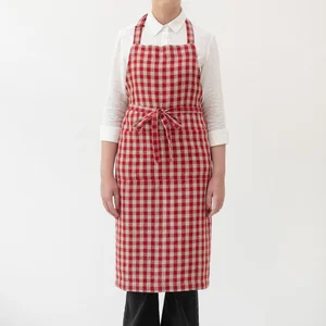 Lněná zástěra Red Gingham