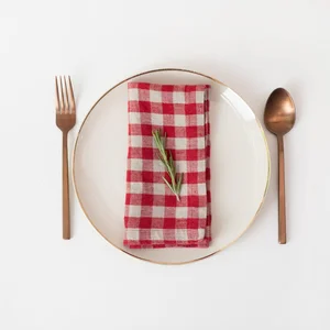 Lněné ubrousky v sadě 2 ks Red Gingham