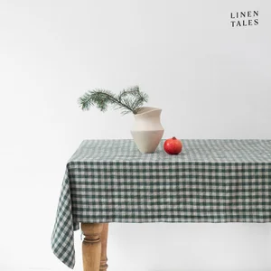 Lněný ubrus 140×250 cm Forest Green Gingham