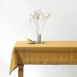Lněný ubrus Amber Bronze Stripes 350x350 cm