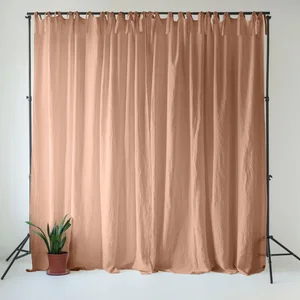 Lněný závěs Café Creme 140x330 cm, růžovo-hnědý – Linen Tales