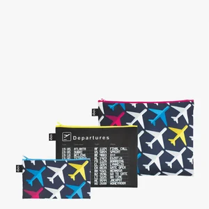 LOQI 3× zip kapsičky Airport Airplanes