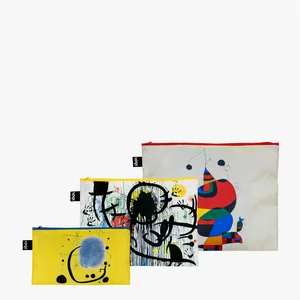 LOQI 3× zip kapsičky JOAN MIRO – Žena, Pták a Hvězda (May ’68, zlatě azurová)