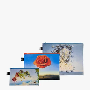 LOQI kapsičky na zip 3 ks: Flight of a Bee, Meditative Rose, Spheres