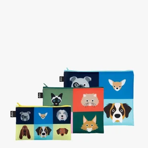 LOQI taštičky na zip 3 ks Stephen Cheetham Dogs & Cats