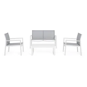 Lounge set Kallen pro 4, bílý hliník – Bizzotto