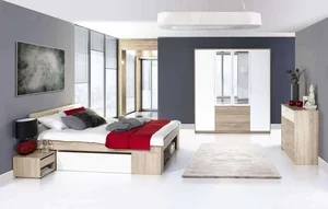 Ložnice MILO: postel 160x200, komoda 4 zásuvky, šatní skříň