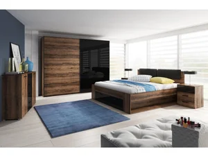 Ložnice ZANDER 2 s postelí 180x200 cm dub monastery/černý lesk
