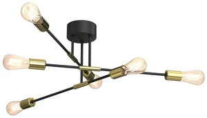Luminex Lustr na tyči FLAME 6xE27/60W/230V černá/zlatá