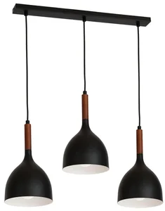 Luminex Lustr NOAK WOOD černý/buk 3xE27