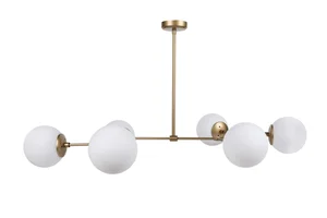 Lustr CENGAR 6xE27, 100×48 cm, žlutá/bílá