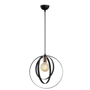 Lustr CENZEL černý, 1x E27 – průměr 35 cm, výška 131 cm