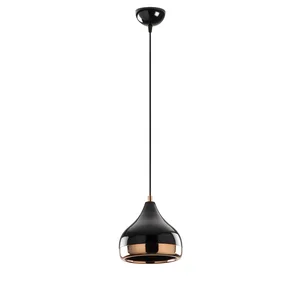 Lustr MALSOR 1xE27, černá/měděná – Ø17 cm, výška 112 cm