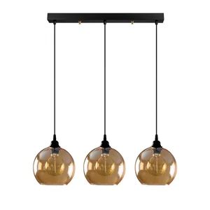Lustr TREFIR 3xE27, zlatá/černá, 70×36 cm, výška 116 cm