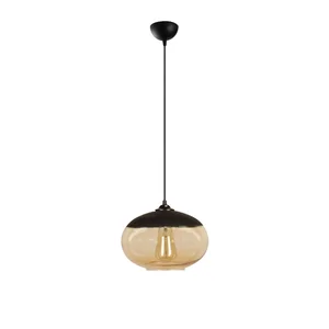 Lustr YORFIN 1xE27, černá/medová, 25 cm × 113 cm