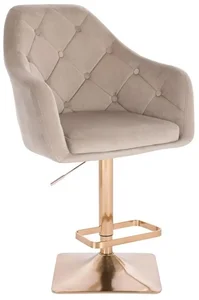 Luxusní barová židle ANDORA VELUR s zlatou podstavou