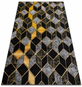 Luxusní koberec GLOSS 400B 86 Glamour 3D - elegantní černozlatý design