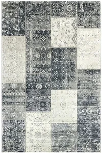 Luxusní koberec VELVET 3106/920 - Šedý s vícebarevnými motivy, 155x230 cm