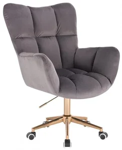 Luxusní křeslo AURORA VELUR s kolečky a zlatou základnou