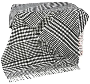 Luxusní merino kašmírová deka Black White Glen Check 180x136 cm