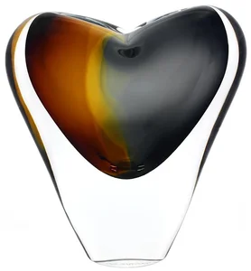 Luxusní skleněná váza, zlatý topaz a kouřově černá, 17 cm | Originální české sklo od Artcristal Bohemia