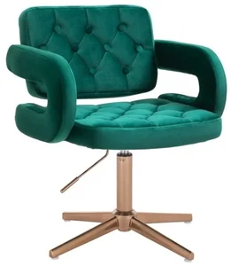 Luxusní židle ADRIA VELUR s pozlaceným křížem v zelené