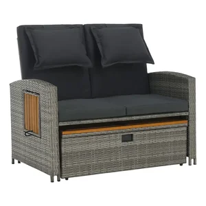 MALORY zahradní ratanová pohovka šedá/přírodní