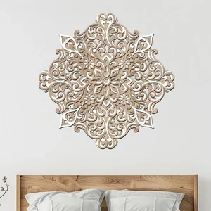 Mandala POZITIVITY 3-vrstvá dekorace 40 cm světlý dub-bílá