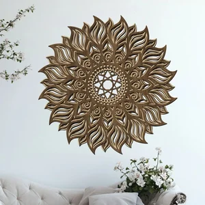 Mandala VNITŘNÍ PLAMEN 3-vrstvá dřevěná dekorace 40 cm