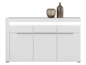 Mandolin 3D1S – komoda, bílý vysoký lesk