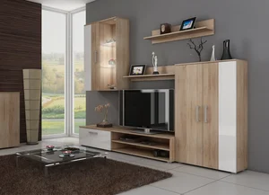 Mangona obývací stěna dub sonoma/bílý lesk – 5 let záruka