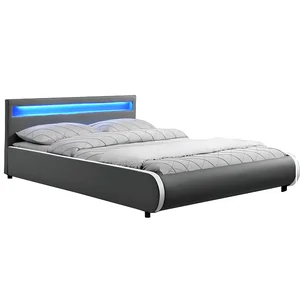 Manželská postel s RGB LED osvětlením šedá 180x200 cm